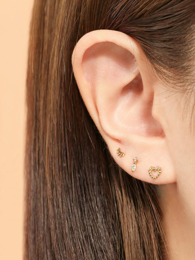 Minimalpiercing 14K Twist Heart Piercing Earrings