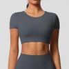 Womens Solid Dance Tight Short Sleeve Quick Dry Yoga Fitness Top Stage Performance Shirt