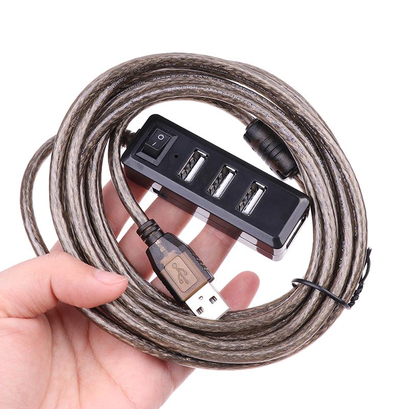 4Ports Usb 2.0 Hub Extension Cable Male To Female Active Repeater Usb Adapter 3M