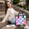 Iridescent Mermaid Scales Pattern Fashion Large Capacity Casual Tote Bag for Daily Shopping Travel Commute Use