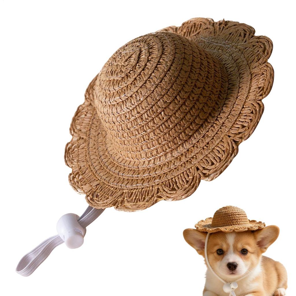 Cappello di Paglia per Cane Traspirante Copricapo per Cucciolo Cappello di Paglia Estivo per Gatto per Genitori di Animali Amanti degli Animali Scarpe da Ginnastica Spiaggia Parco Passeggiata Escursionismo