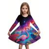 Girls' 3D Neon Triangle Dress Long Sleeve Summer Spring Vacation Daily Holiday Princess Beautiful Sweet Kids 4-12 Years Casual Dress A Line Dress