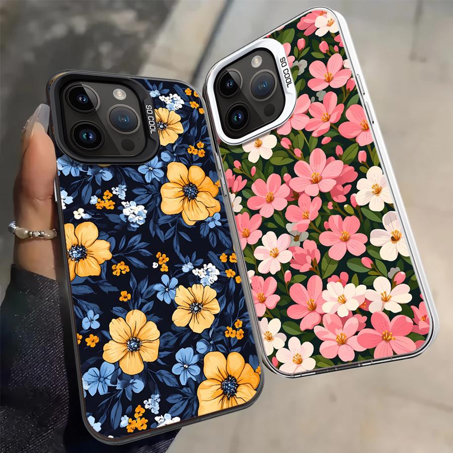 Case for iPhone 17 Pro Max 14 XS Air XR 16 15 Plus 13 Pro 12 11 Back Phone Cover Pink Flower Sea