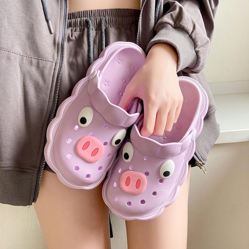 Neue Sommer-Cartoon-Lochschuhe Damen tragen rutschfeste Gartenschuhe Strandschuhe cm Plateau-Slipper