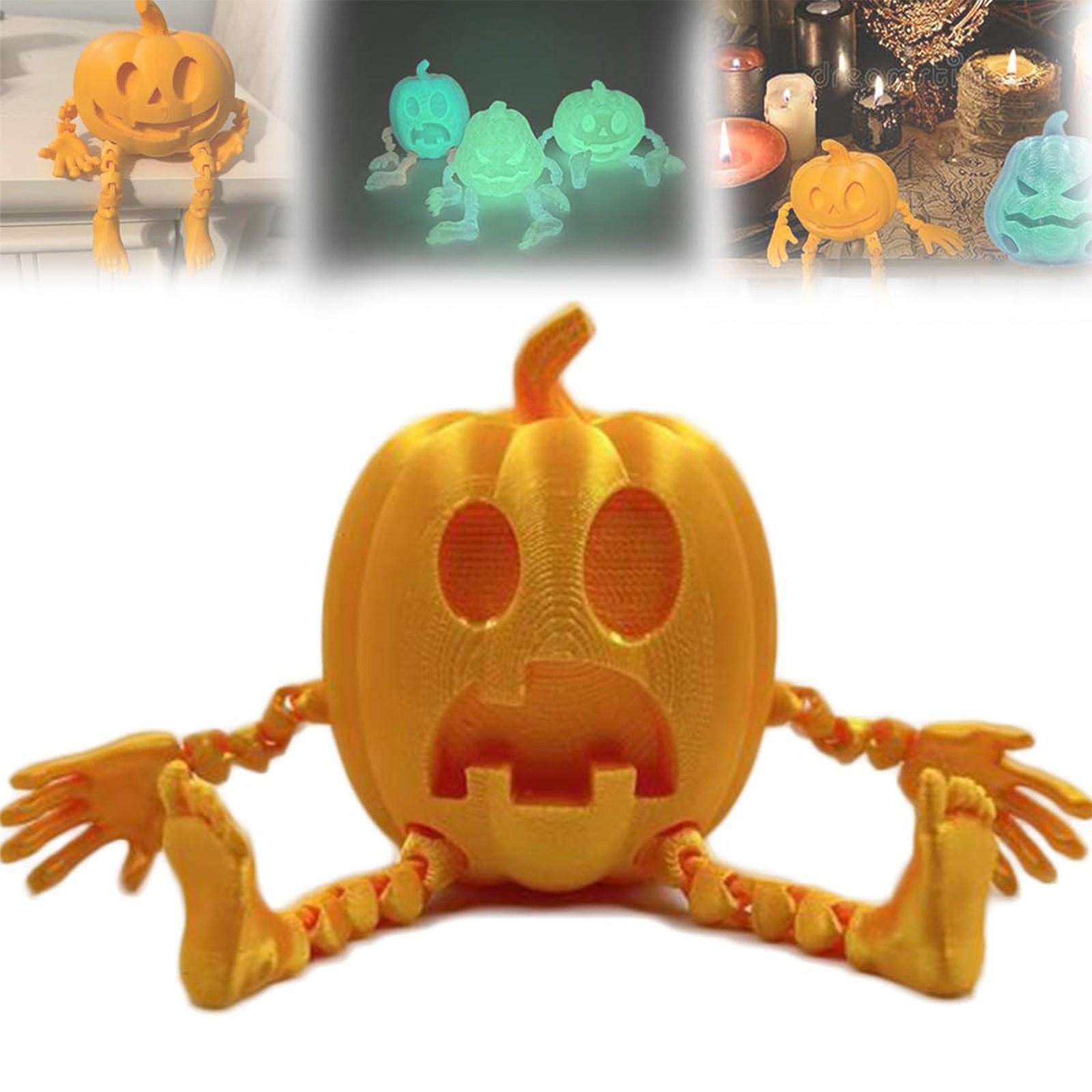 

3D флуоресцентные тыквы, 3D-печатный шарнирный декор тыквы для стола, гибкие игрушки-тыквы в сборе, новинка, игрушка-непоседа тыквы на Хэллоуин One Size