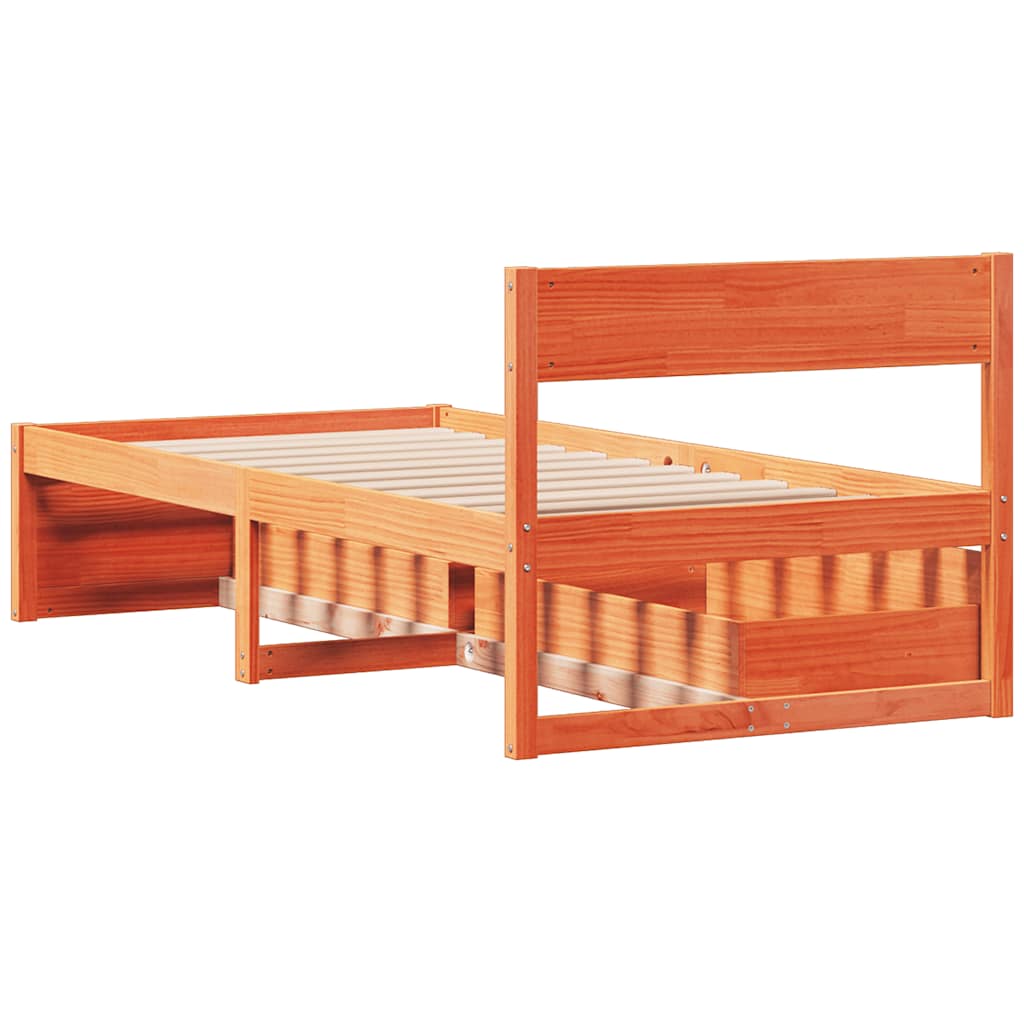 Solid Wood Bed Frame without Mattress Wax Brown 75 x 190 cm Pine Wood