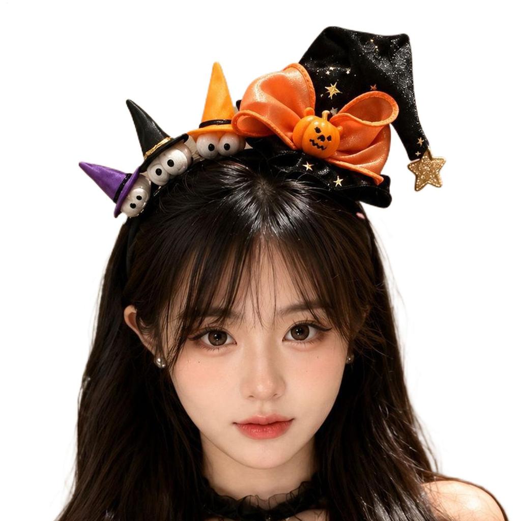 Halloween Spider Web Witch Hat Pumpkin Ghost Festival Skull Headband Holiday Party Atmosphere Props Tiara Hair Accessories