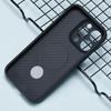 For iPhone 15 Pro Case Hidden Magnetic Kickstand TPU+PC Phone Cover Carbon Fiber Texture