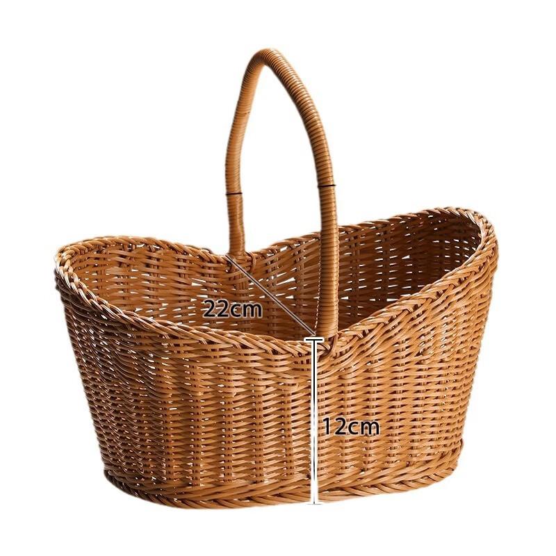 Wooden Imitation Rattan Picnic & Shopping Basket