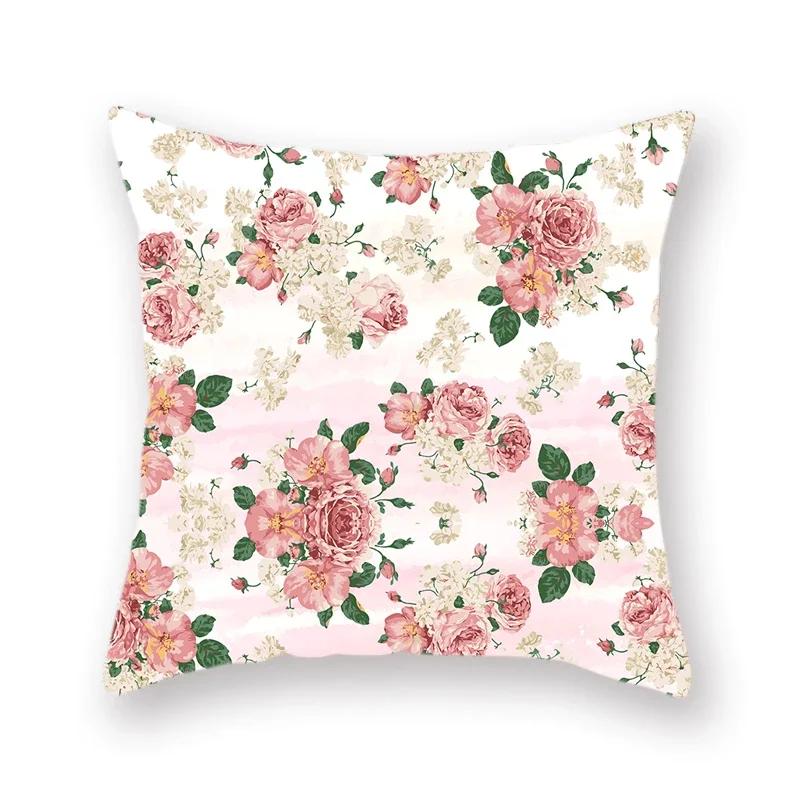 Pastoral Small Flower Pattern Polyester Throw Pillow Cover Decorative Pillowcase Floral Sofa Chair Bedroom Cushion Cover 45X45Cm