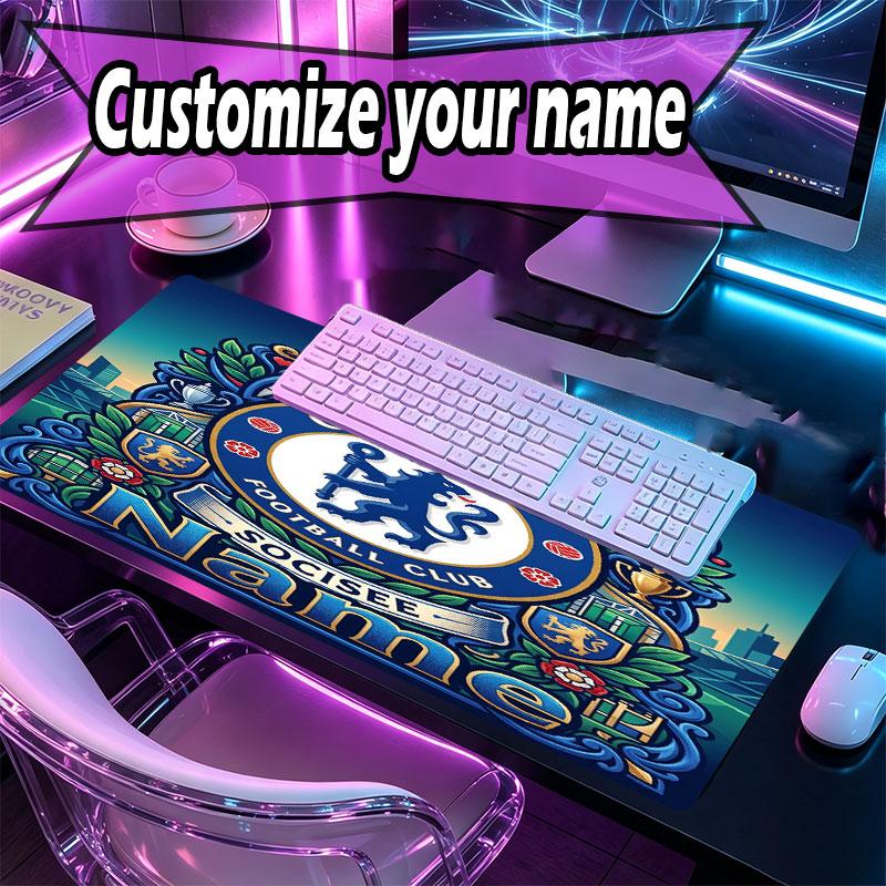 Custom Name Personalized Chelsea Football Club Pattern Mousepad, Laptop PC Desk Mat, Decorative Desk Mat for Home Keyboard Pad Gift