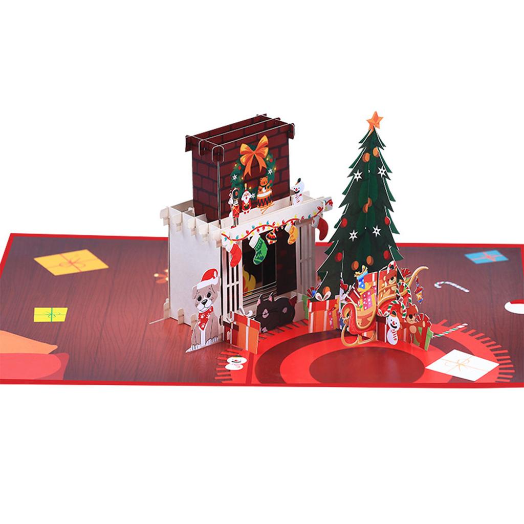 3D Christmas Fireplaces Greeting Card Festive Warm Wishes and Celebrations Holiday New Year Present