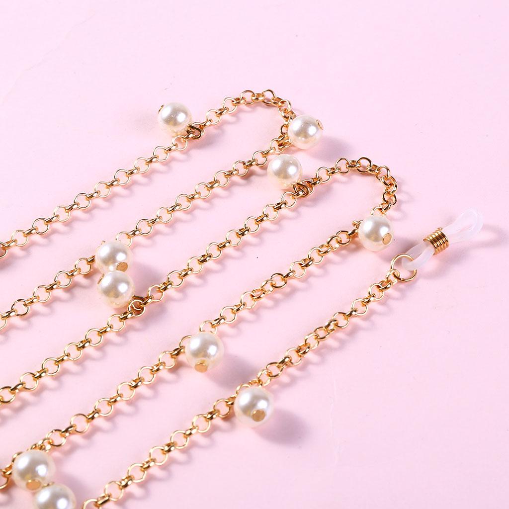 Women Fashion Artificial Pearl Beads Nonslip Interlok Eyeglass Chain