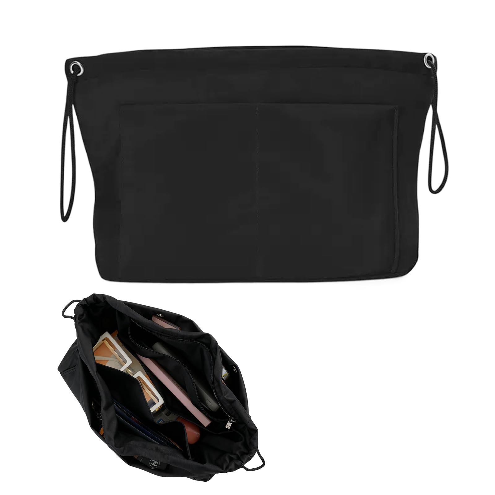 Легкая, самонесущая, водоотталкивающая, водоотталкивающая и самонесущая сумка-в-сумку, внутренний мешок для рюкзаков и сумок-тоут. Доступно в черном цвете
