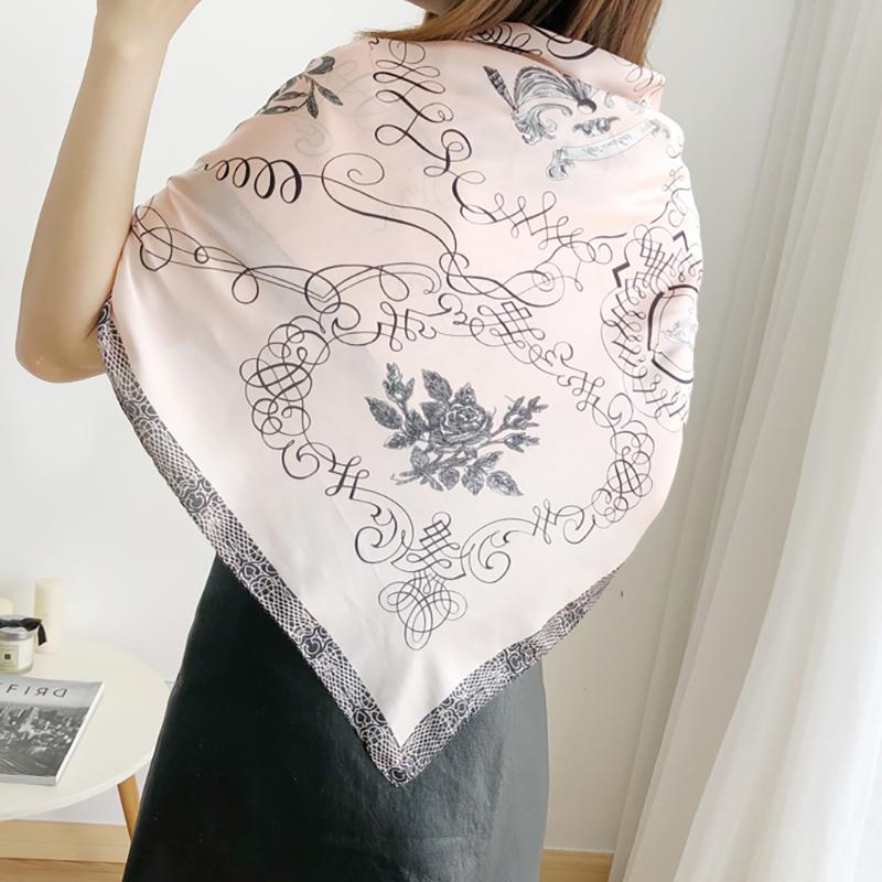 Spring Scarf Women's Luxury Design Polyester Material Smooth Scarf Soft Muslim Headscarf Shawl Beach 90x90cm