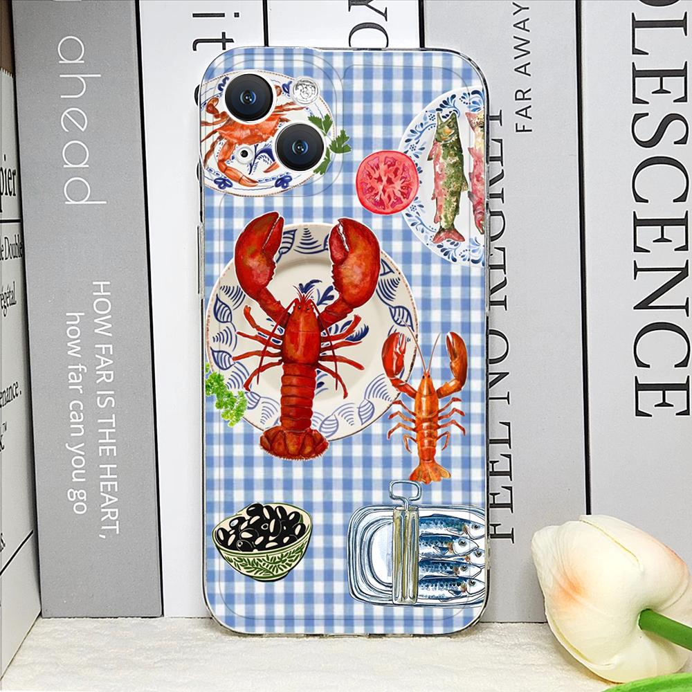 

Simple Cute Striped Plaid Ocean Animal Printed Phone Cases for iPhone 17 16 15 14 13 12 11 Pro Max XR 8 7Plus 13 Mini Soft Cover iPhone XS Max
