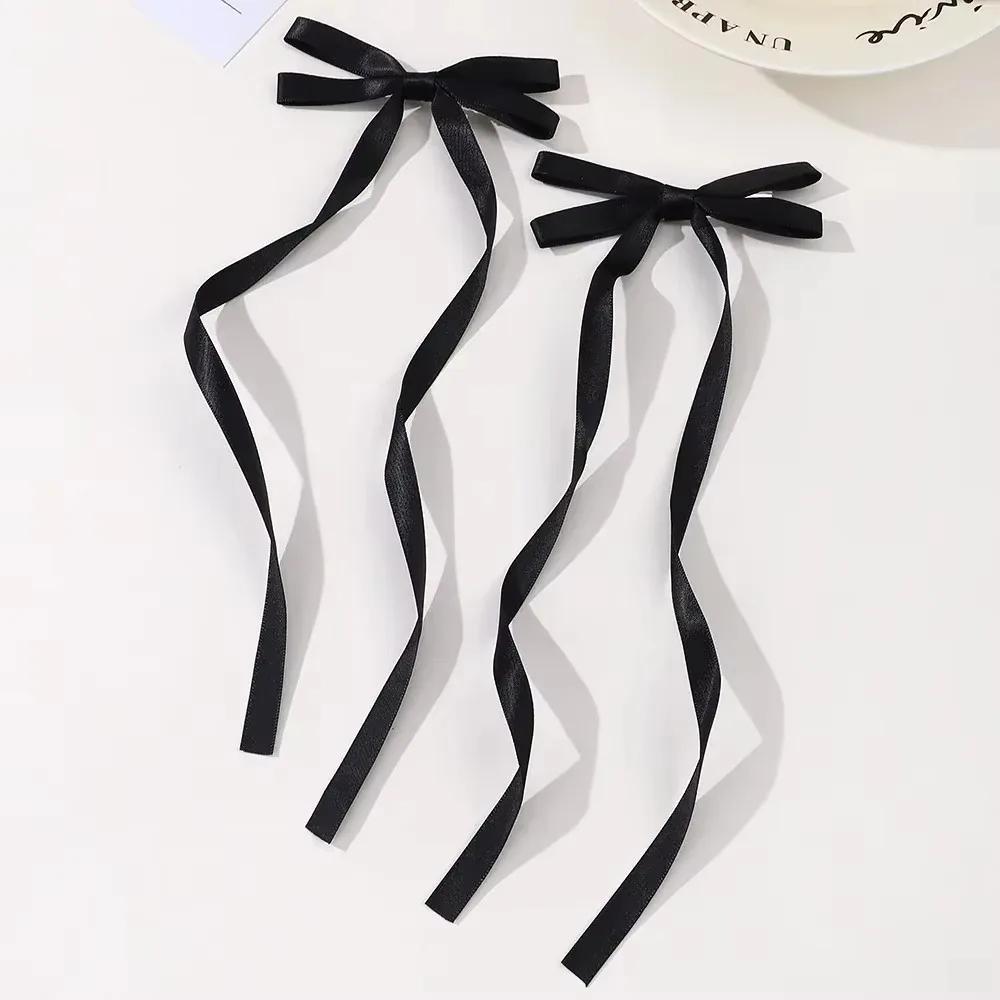 

2pcs Long Tassel Ribbon Hairpin Cute Candy Bow Clip for Women Girls Party Gifts Headwear Side Clips Hair Accessories