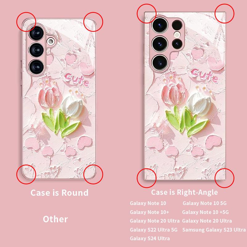 Tulip Oil Painting Glass Phone Case for Samsung Galaxy S25 FE/S23+/S24 Ultra