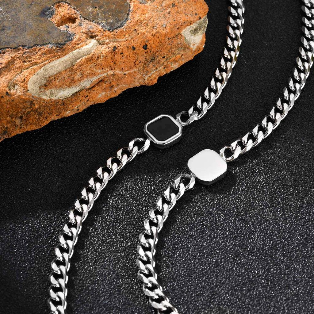 Herren Trendiges Hip Hop Sechsseitig Geschliffenes Gold Stahl Kettenarmband