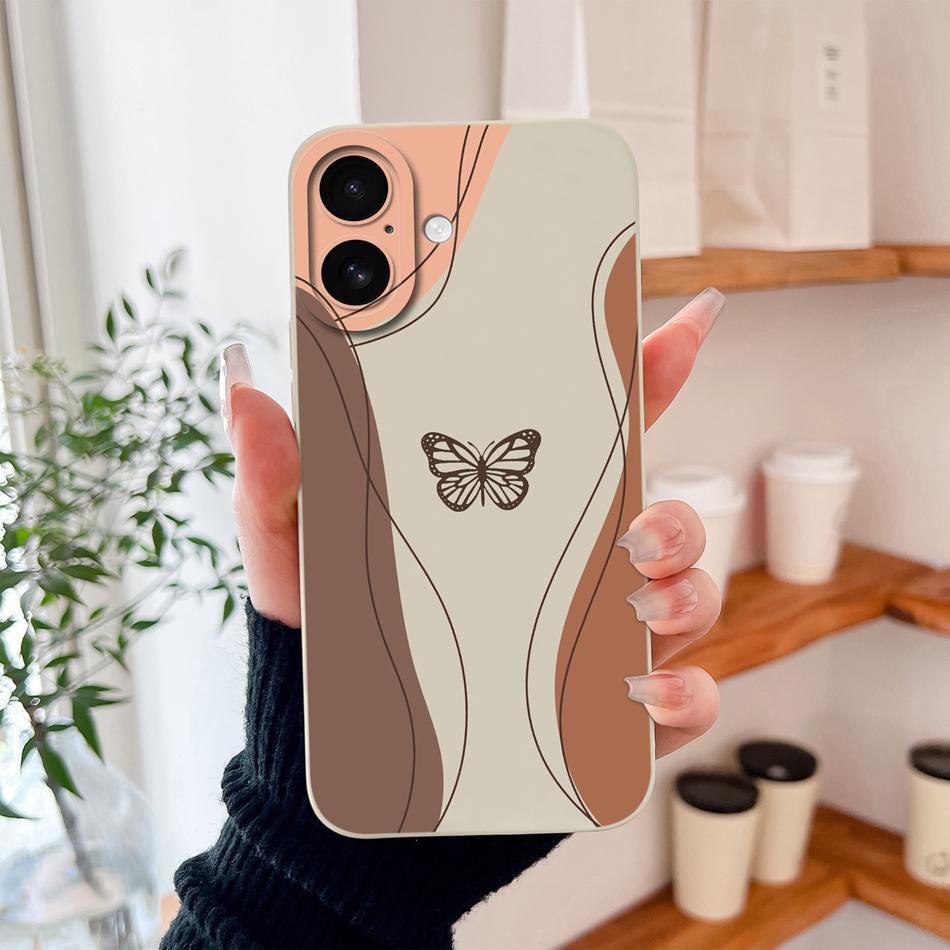 For iPhone 17 Pro Max Case Butterfly Phone Cases For iPhone Air Soft Liquid Silicone Full Protection Back Cover For iPhone17