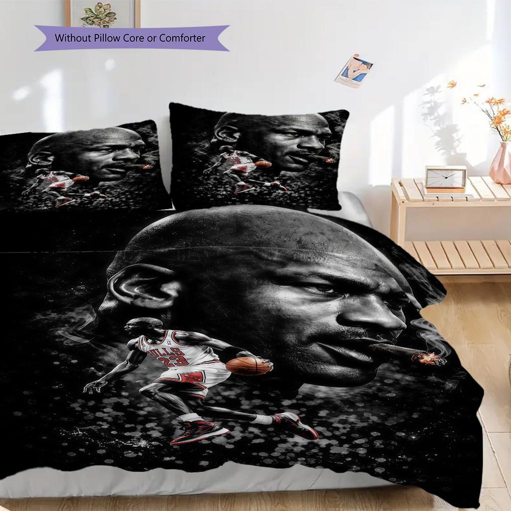 Iconic Basketball Legend Bedding(1 * Duvet Cover + 2 * Pillowcase, Without core)Duvet Cover and Pillowcase Christmas Birthday Gift Bedding Set