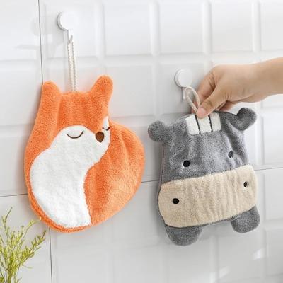 Cartoon Animals Coral Velvet Hand Towel Hangable Quick Drying Microfiber Towels Home Kitchen Soft Terry Towels Bathroom Supplies