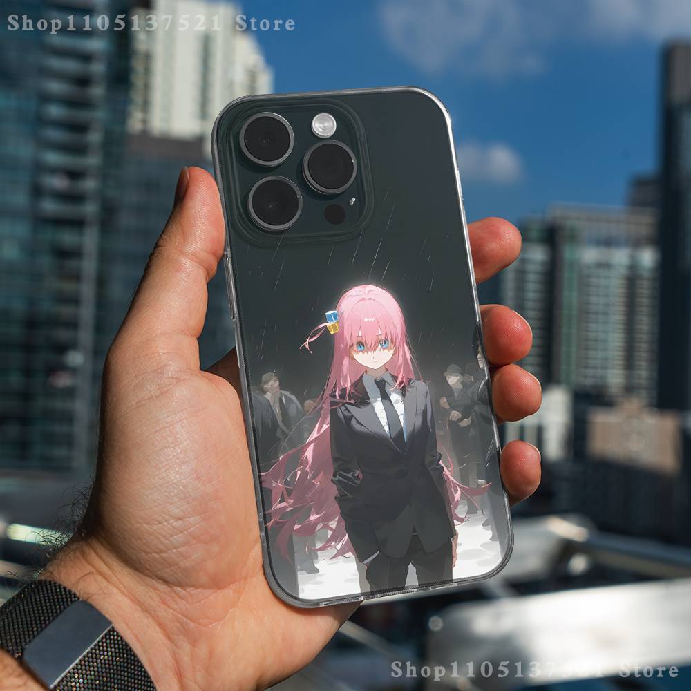 

B-Bocchi-the-Rock Anime Phone Case For iPhone 17,16,15,14,13,12,11 Pro,Max,Plus,X,XS,XR,SE4,E Mini Transparent Soft Cover iPhone16PROMAX
