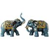 1 Pair Innovative Elephant Resin Ornament Inviting Wealth and Keeping Business Elephant Statue for Office Living Room