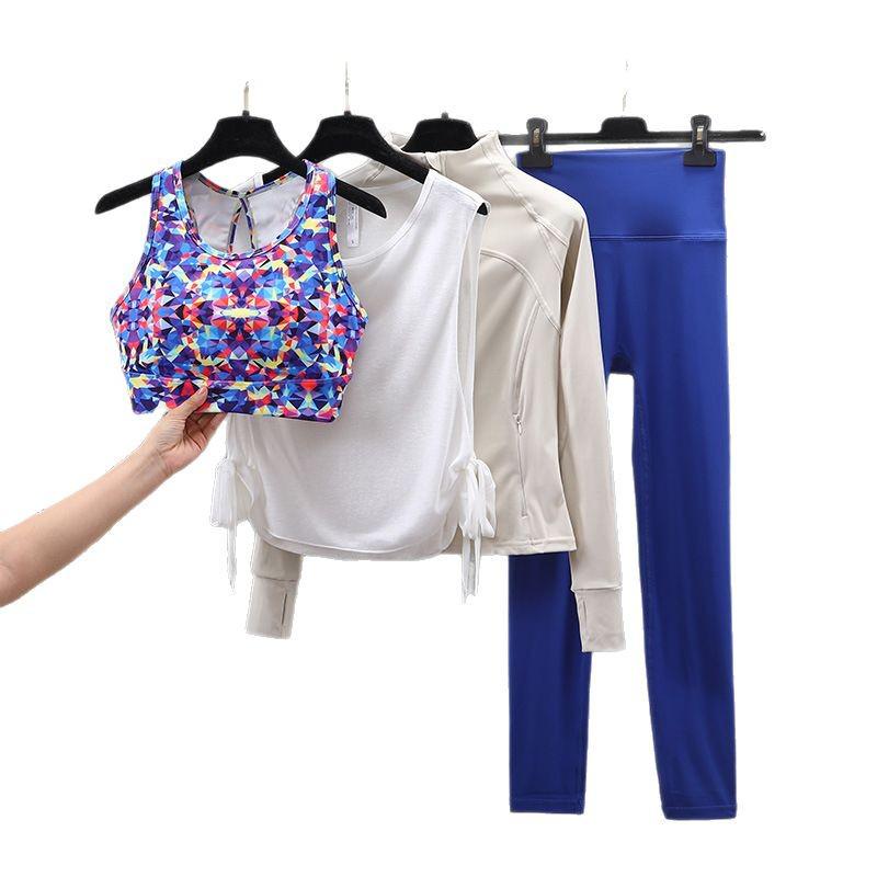 Damski strój do jogi i biegania z wysokim stanem, szybkoschnący - Podnoszący biodra, zestaw fitness na wiosnę/jesień