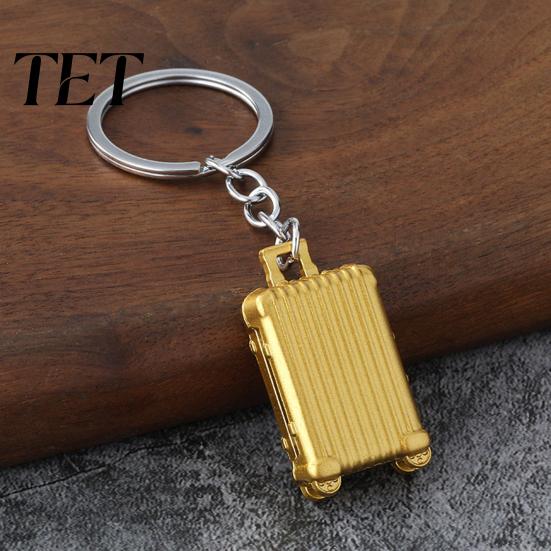 Metall-Kofferanhänger Charm Mini-Koffer Schlüsselanhänger, Tasche mit rollenden langlebigen Zinklegierung Schlüsselhalter Rädern, Reisethematik Rucksackzubehör, Niedlich