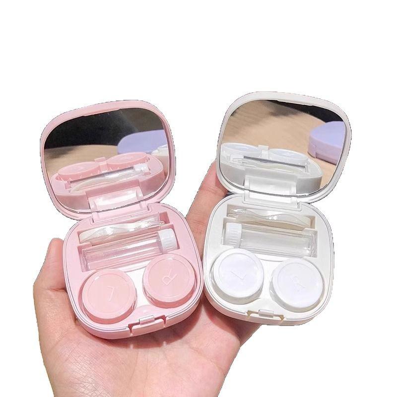 Invisible Contact Lens Case with Mirror: Small, Leak-Proof, Double-Compartment Storage