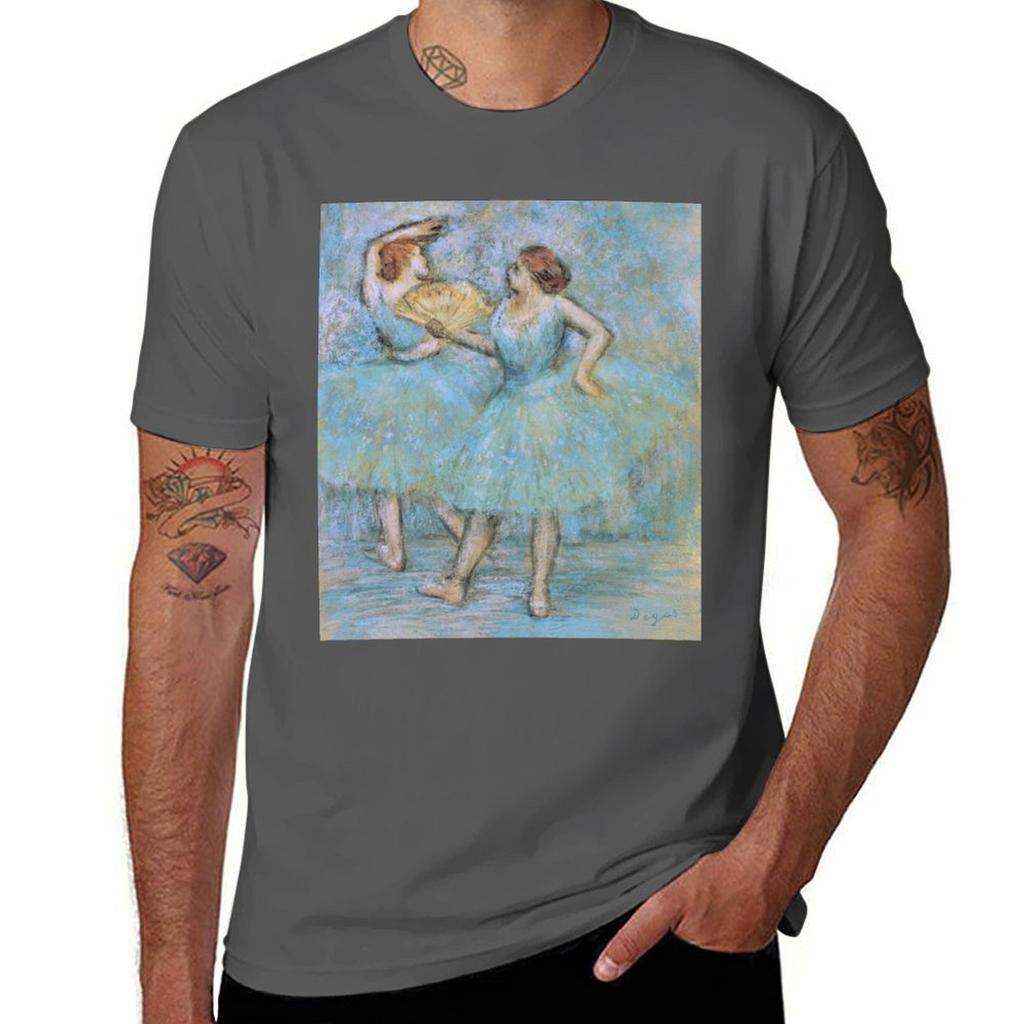 Edgar Degas Two Dancers, Pastel Blue T-shirt Funny T Shirts Cotton T Shirts With Prints T Shirt Man Designer T-shirt