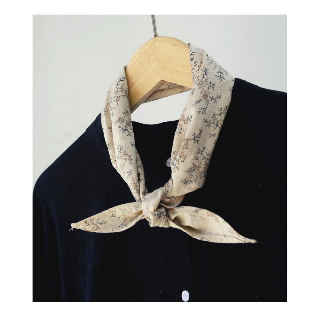 Johnature Korean Floral Triangle Scarf Four Seasons Versatile Casual Print Decorative Scarfs Women