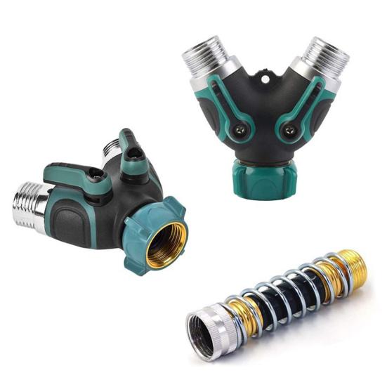Connecteur Tuyau Arrosage 2 Voies En Y - Répartiteur Robinet Double Avec Vannes Indépendantes - Jardin & Nettoyage