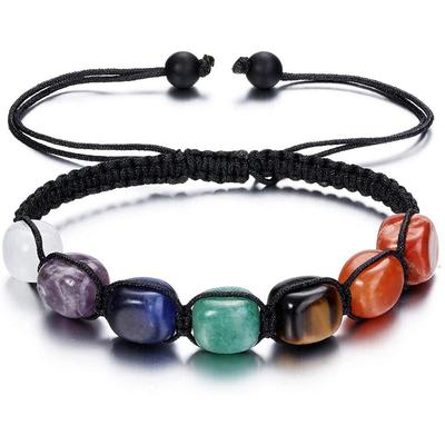 7 Chakra Natural Stone Handmade Braided Lava Bracelets Men Women Adjustable Energy Colorful Reiki Healing Beaded Bracelet
