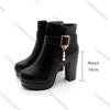 Mode Comemore Herbst und Winter Neue Stiefeletten Klobige Hohe Absätze Damenschuhe Plateau Mode Perle Einfarbig Botines Para Mujeres
