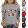 Kid's Round Neck Independence Day Print Lightweight Spring/Summer Top