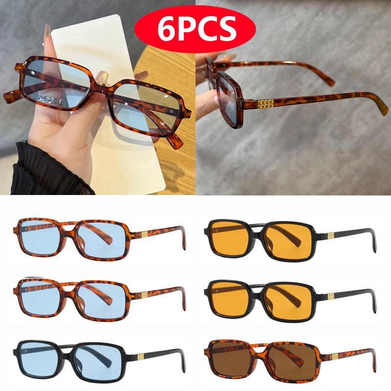 4pcs/6pcs New Small Square Sunglasses Sets Women Retro Eyeglasses Minimalist Style Design Sunshade UV400 Glasses Unisex