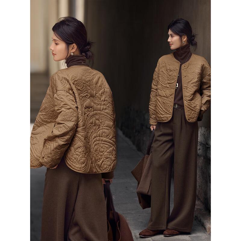 XWI Damen Elegante Gepolsterte Jacke mit Stickerei