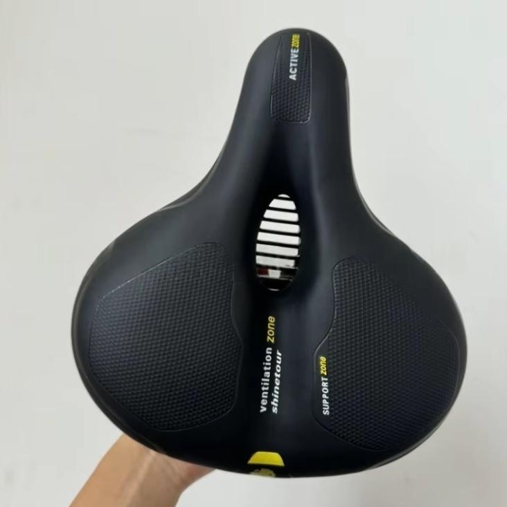 Hollow Breathable Bicycle Saddle Men Women MTB Road BikeSaddle Shock Absorbing Comfortable Big Butt Bike Seat Safety Warning