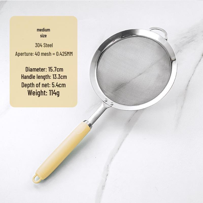 304 Stainless Steel Large Ladle with Wooden Handle and Double Ear, Kitchen Utensil Skimmer & Noodle Strainer.