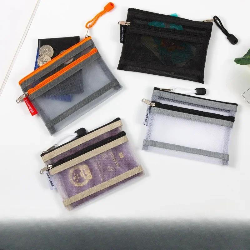 Zipper Mesh Lipsticks Cards Earphones Organizer Pouch for Coins Keys Travel Storage Case with Multiple  Money Card Storage Case