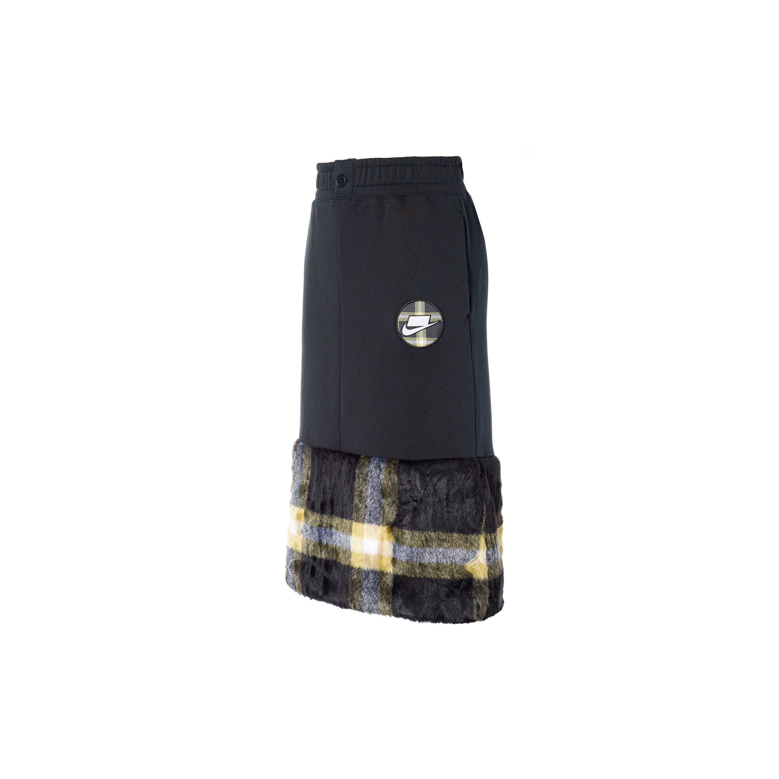 Nike Women s Sportswear NSW Plaid Faux Fur Midi Skirt Black DD4536-010 M