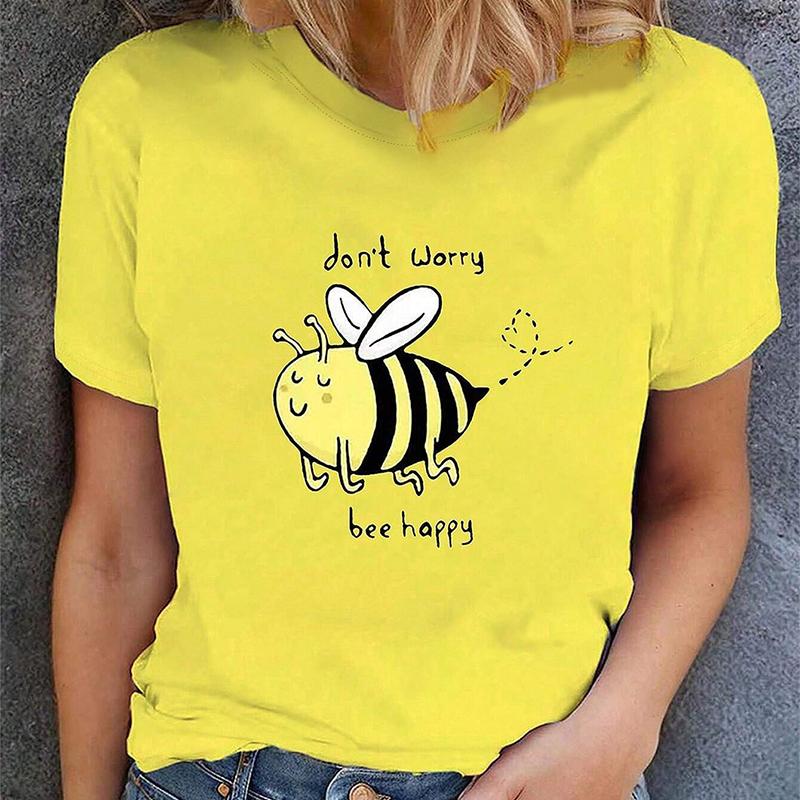 Fashion Women Animals Butterflies Bees Print T Shirt Funny Casual O-neck Short Sleeves T-shirt Summer Female Tee Shirt