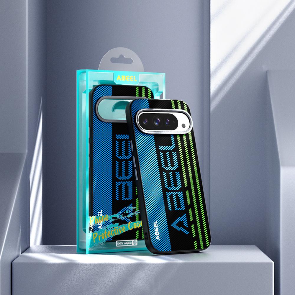 ABEEL For Google Pixel 10 Pro XL/9 Pro XL Case Compatible with MagSafe Printed PC TPU Aluminum Alloy Leather Phone Cover