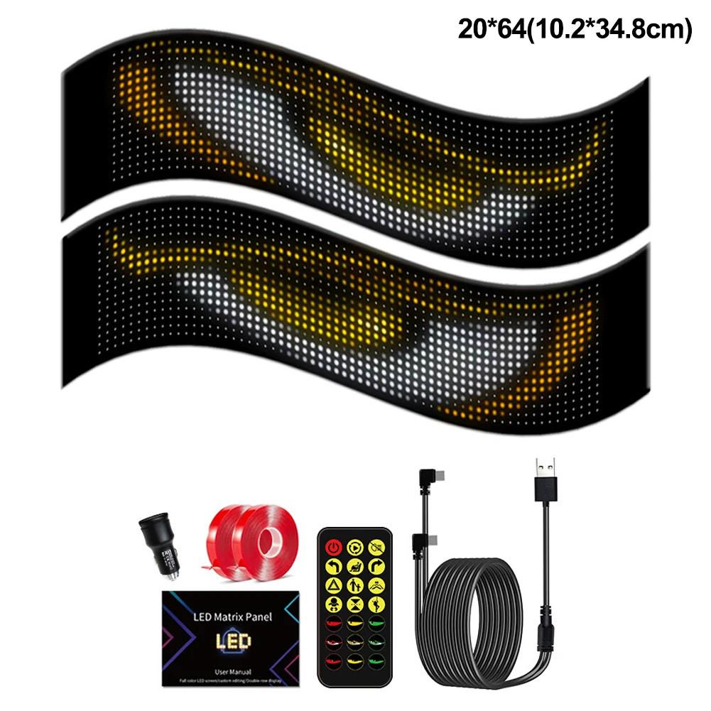 2Pcs Devil Eyes Light Bluetooth APP Control with Car Charger DIY Programmable Flexible LED Display Scrolling Sign Light Truck