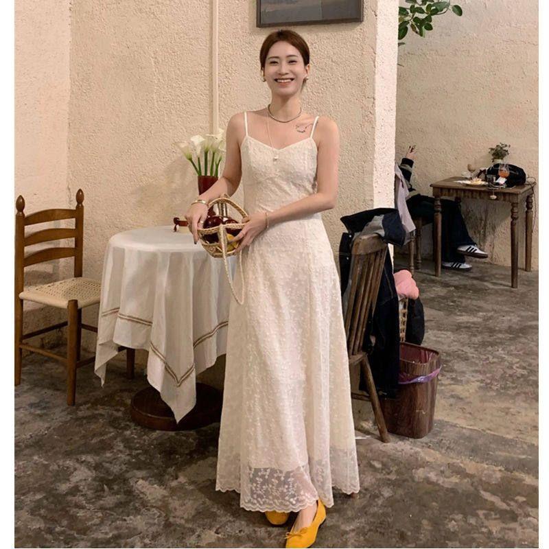 

Plus-Size Women s Clothing 2026 Spring New Style French-Style Elegant Versatile Slimming High-End Lace Patchwork Slip Dress Milky Apricot Color L
