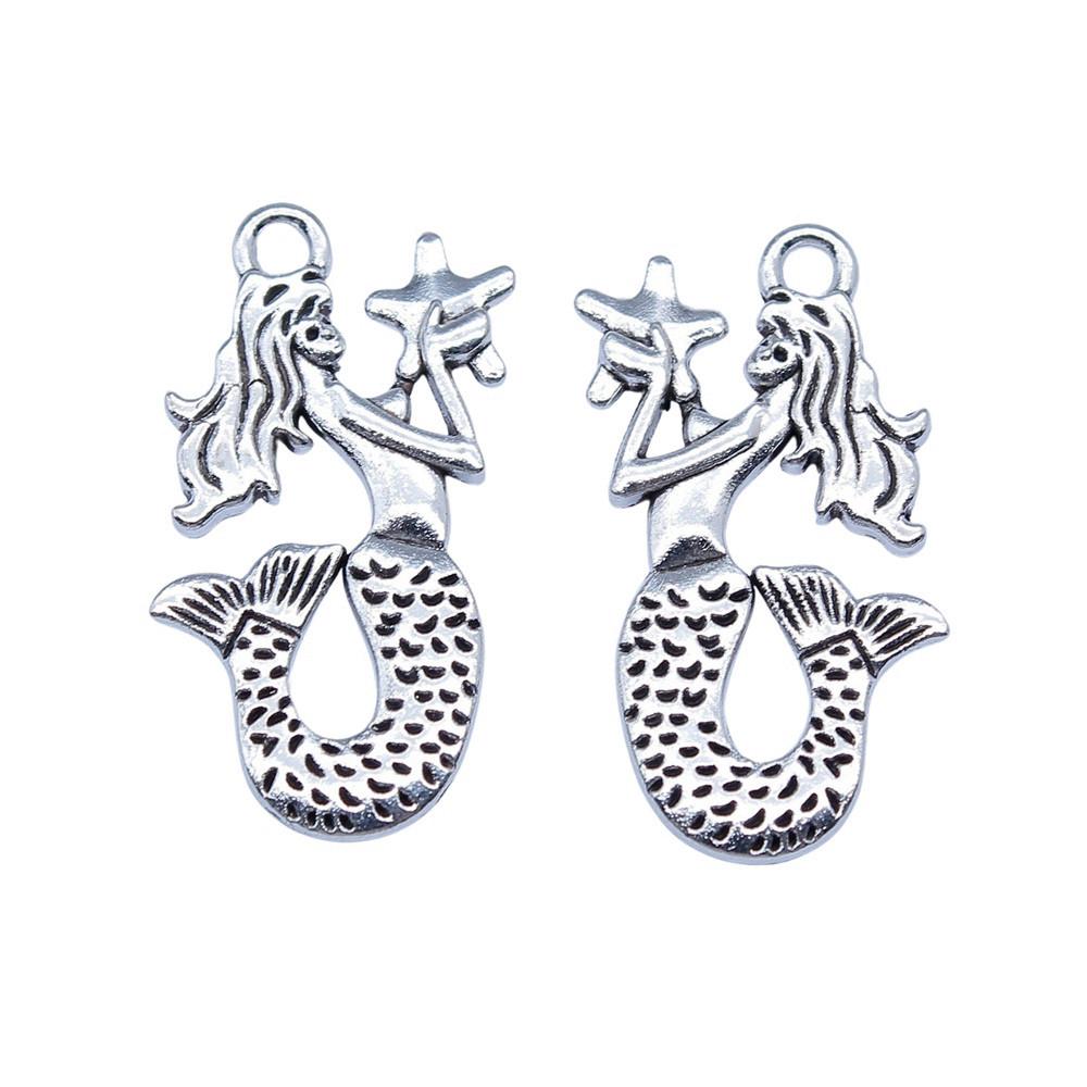 Mermaid Skeleton Charms Gothic Alloy Pendants For Halloween DIY Jewelry Accessories