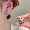 Silver Needle Diamond Ceramic Flower Earrings Summer Sweet Versatile Earrings Simple Niche Light Luxury Temperament Earrings