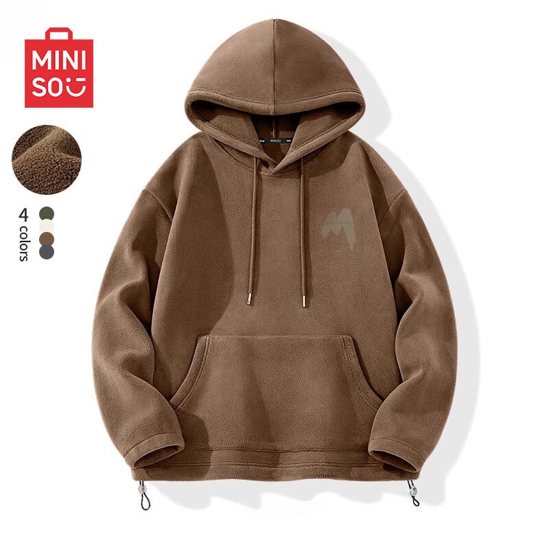 MINISO Men's Winter Fleece Lined Hooded Sweatshirt